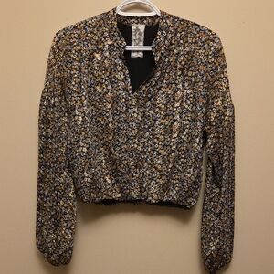 Sadie & Sage Floral Balloon Sleeve Crop Top Size XS